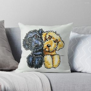 Pillow Black Yellow Labradoodles Lined Up Throw Custom Sofas Covers