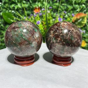 Figurine decorative gemella naturale Garnet Garnet Emerald Energia Energia Stone Minerale Minerale Mano di lavoro Sfera Decorazione della casa Regalo