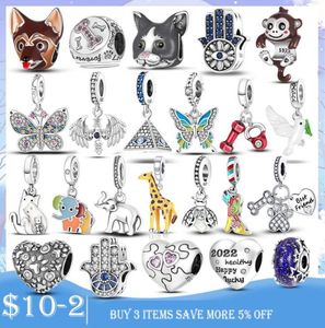 925 Silver Fit Charm Armband Bead Color Dog Cat Farterfly Elephant Charmes Ciondoli Diy Fine Beads Jewelry9384079