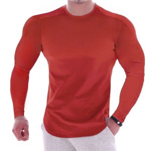 T-Shirts Erkekler Sıkıştırma Spor Tişörtü Uzun Kollu Fitness Üst Koşu Spor Tişört Hızlı Kuru Vücut İnşa Eğitimi Gömlek Adam Spor giyim