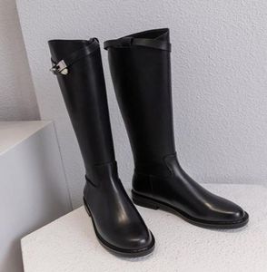 Äkta läderkvinnor Riding Boots Knee High Boot Cowskin Winter Shoes Big Size Knight Boots ZY5977171398