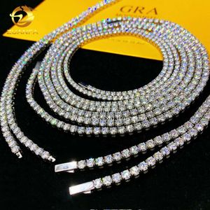 Zuanfa Spring Buckle Moissanite Tennis Chain Necklace 3Mm 4Mm 316L Surgical Gift Creative Stainless Steel Jewelry