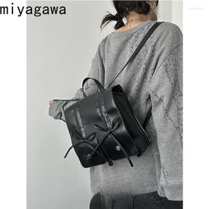 School Bags Miyagawa Women's 2024 Fashionable College Student Classroom Backpack Causal Large Capacity Korean Retro Cute Backpacks