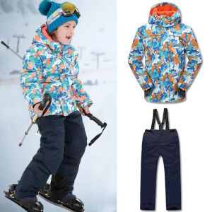 Pants Kids Snowboarding Sportswear Sets Waterproof Windproof Boys Ski Suits Jacket Pants Winter Keep Warm Thickened Sweater Coat