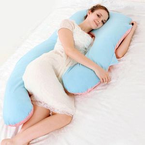 毛布の絶妙な妊娠快適なu形状マタニティ枕ボディソリッドピロー女性妊娠中眠りクッションブランケット