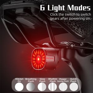 Westbyking Fahrrad Smart Taillight MTB Road Bike Auto Bremsemerkennung Typ-C wiederaufladbare IP66 wasserdichte LED Safe hintere Hecklicht