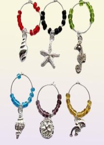 NOWERTY 50 مجموعات الفضة مطلي بالخرز النبيذ Glass Charms Sea Charm Club Decoration Prom Gift1056319