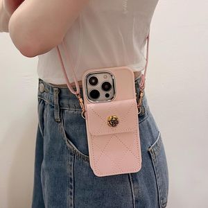 Phone Case For iPhone 13 14 Pro Max 12 11 Pro XS Max 7 8plus Fashion Insert card Crossbody Lanyard Wallet Bag Hang Rope