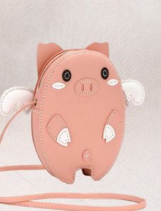 Geldbörse schöne Baby Mädchen Mini -Umhängetasche Leder niedliche Schwein Tiermünze Kinder kleine Brieftasche Kawaii Clutch Princesse6029764