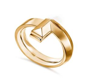 Designer Ring Luxus Marke T 22 IFF Classic Double T Gold Platted Jewelry Fashion Einfache Bandringe Top -Qualität Valentine039S DA3346931294