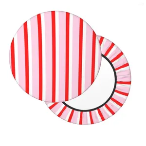 Yastık Pembe Kırmızı Retro Stripes Yuvarlak çubuk sandalye kapağı şenlikli dekor tabureler için uygun
