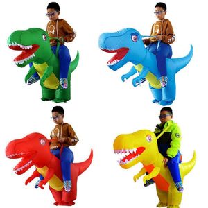 Crianças adultas fantasia inflável Halloween Dragon Dinosaur Cosplay T-Rex Dresses Feliz Crianças Ridam em Trajes Purim G0925335U