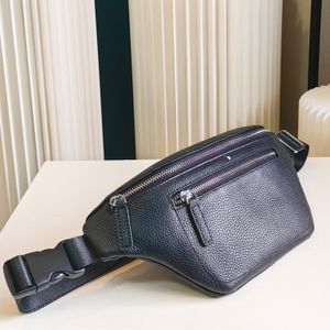 P140 hochwertiger stilvoller Männer -Taillenpackung schwarzer Brusttasche, originales Einzelledermaterial, Top -Hardware -Zubehör, Größe: 35x17x7