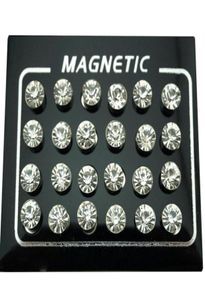 Stud REGELIN 12 Pairlot 4567mm Round Crystal Rhinestone Magnet Earring Puck Women Mens Magnetic Fake Ear Plug Jewelry8564723