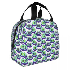 Controller Pattern Joystick Pattern Video Game Controller Insulated Lunch Bag Thermal Bag Reusable Tote Lunch Box Food Handbags