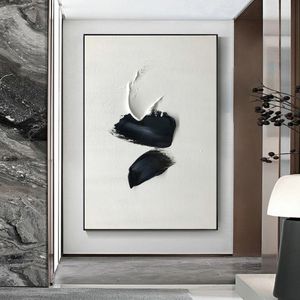 Nowoczesne giclee czarno -białe abstrakcyjne minimalistyczne sztuka na płótnie wydruki 3D w stylu teksturowanym dekoracją ścienną Plakat do malowania do salonu