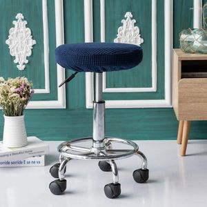 Chair Covers Elastic Round Stool Cover Polar Fleece Bar Removable Slipcover Solid Seat Cushion Protector Washable Barstool