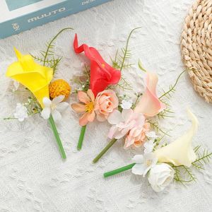 Dekorativa blommor 1st Festival Wedding Imitation Flower Brosch Banquet Party Sentie Corsage Accessory Men's Dress Pin