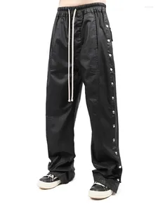 Мужские брюки высококачественный нишевый дизайнерский стиль темный грудь кисти кисти восковые покрытие свободное промытое инструмент для швабры Прямо