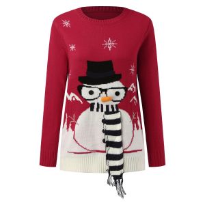 New Autumn Winter Pullover Sweaters Women Cute Snowman Ugly Christmas Sweater Red Christmas Sweater Lady Pullover Knitwear