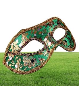 20pcs halbe Gesichtsmaske Halloween Masquerade Maske Männlich Venedig Italien Flachkopf Spitze Helle Stoffmasken1936213