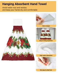 Asciugamani regalo per la campana di bacche di fiore di natale in microfibra stoffa appesa a asciugatura a secco a secco da cucina