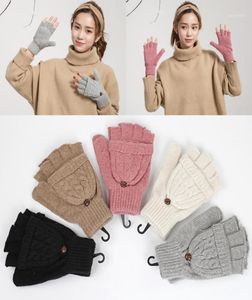 Five Fingers Gloves Fashion Winter Hand Half Finger Knitted Mittens Thicken Artificial Wool Warm Black Short Fingerless Wrist 1 Pa8932055