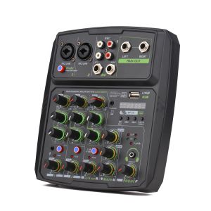 Микшер 4Channel Audio Mixer Mixing Console светодиодный экран встроенный звуковая карта USB BT Connect