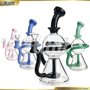 8,6 tum Dab Rig Recycler Bong Showerhead Perc Hookahs 420 Glass Rökning Vatten Pipe Portable Oil Rig med 14mm Joint 2024 NYTT