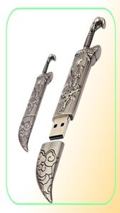Gerçek Kapasite 16GB128GB USB 20 Metal Kılıç Modeli Flash Bellek Çubuk Depolama Başparmak Kalem Sürücü7307496