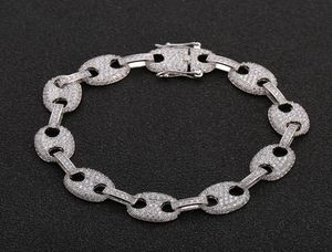 Bransoletowa miedziana miedziana z cyrkonu Materiał miedziany Złoty srebrny kolor bling cz men Hip Hop Bracelets9447153