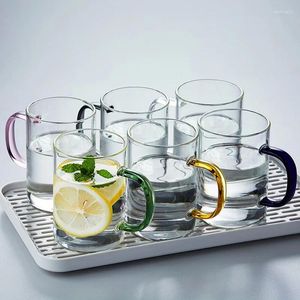 Bicchieri da vino 2-6 pezzi in vetro tazza d'acqua con manico Hospitalità ad alta temperatura tè tazza caffettiera Valore di home office drinkware regalo