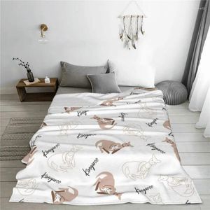 Blankets Cute Kangaroo Blanket Fleece Printed Nature Wild Animal Breathable Lightweight Thin Throw For Bed Car Bedspread