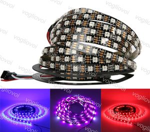 LED 스트립 라이트 DC5V 개별적으로 주소 지정 가능한 WS2812B 화이트 블랙 PCB 30 60 픽셀 RGB 2812 테이프 리본 방수 Holiday Lightin2047426