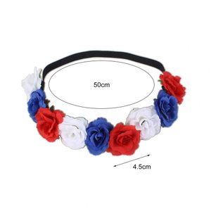 Artificial Flower Stretchy Headband Red White Blue Hair Wreath Women Elastic Head Band Hair Accessories For Party Headwear