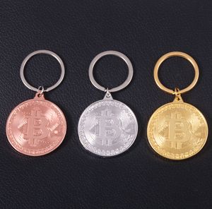 Het Bitcoin Coin Keychains Högkvalitativa musikband Badge Metal Keyring Men Kvinnor Commemorative Collectors Gift 3 Färger