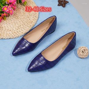 Casual Shoes Korean Checkered Women Luxury Designer Flats 2024 Ankomster Promotion Pointy Toe Royal Blue Orange Slip-ons 32-48