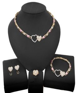 Dubbel kärlek kram och kyss xoxo halsband liknande smycken set mode fylld guld rose lilla flicka barn barn smycken set x01791139687