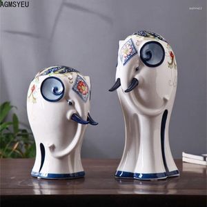 Decorative Figurines Chinese Style Creative Animal Sculpture White Pottery Handicraft Decoration Housewarming Living Room Home Accessories