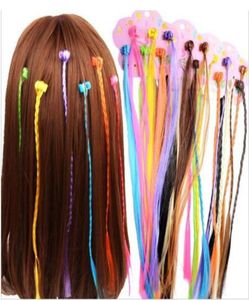 Flickor färgglada peruker hästsvans hårprydnad klo hårklipp flätar huvudbonader för barn flickor hårtillbehör 15lot90pcs8882805