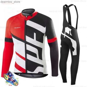 Jersey Cycling Sets Raudax-Long Seve Jersey Triathlon Mountain Bike BIB Pant Set Set Spring Summer Autumn Sports Clothing L48