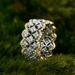 18K Rose Gold Pave Diamond Pierścień 925 Srebrny Srebrny Bijou zaręczynowy obrączka dla kobiet3702844