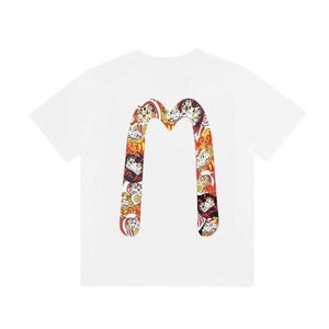 Evisue T-Shirt Tasarımcı M-şekilli T Shirt Erkek Evisue Jeans Kadın Gündelik Baskılı Mektuplar Evisue Kısa Kollu Çiftler Tişört Gevşek Terlemeler 3085