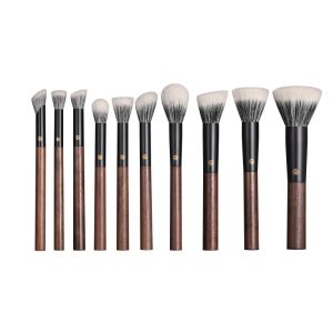 Kits Professional Handmade Makeup Brushes 1PC Soft Double Layer Goat Hair Flat Top Stippling Blush Brush Walnut Handle Make Up Brush