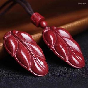 Colares pendentes Genuine Natural Cinnabar One Leaf Rich Purple Sand Casal Colar