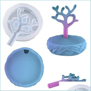 Moldes Sile Mini Tree com suporte de suporte Epoxy Resin Diy Decoração de plantas domésticas Fazendo modelos de jóias de entrega de bandeja de armazenamento Equipe DHJPM