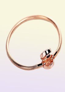 925 Sterling Silver & Rose Gold Plated Bracelet Sparkling Crown O Chain Fashion Bracelet Fits For European Bracelets Charms and Beads5391208