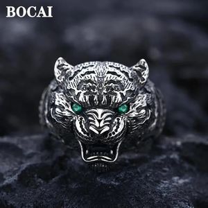 Bocai S925 Серебряные ювелирные аксессуары ретро -доминирующие личность Tiger Head Ring For Men Fashion Gording Gift 240412