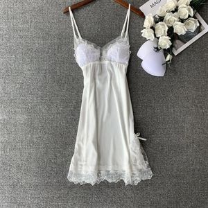 Women's Sleepwear White Rayon Nightdress Sexy Lace Flower Nightgown Women Mesh Backless Sleepshirt Bride Dressing Gown Casual Sleeveless