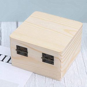 1pc Vintage Wooden Rectangular Storage Box Gift Packaging Box Flip Type Jewelry Necklace Ring Storage Box Case Container